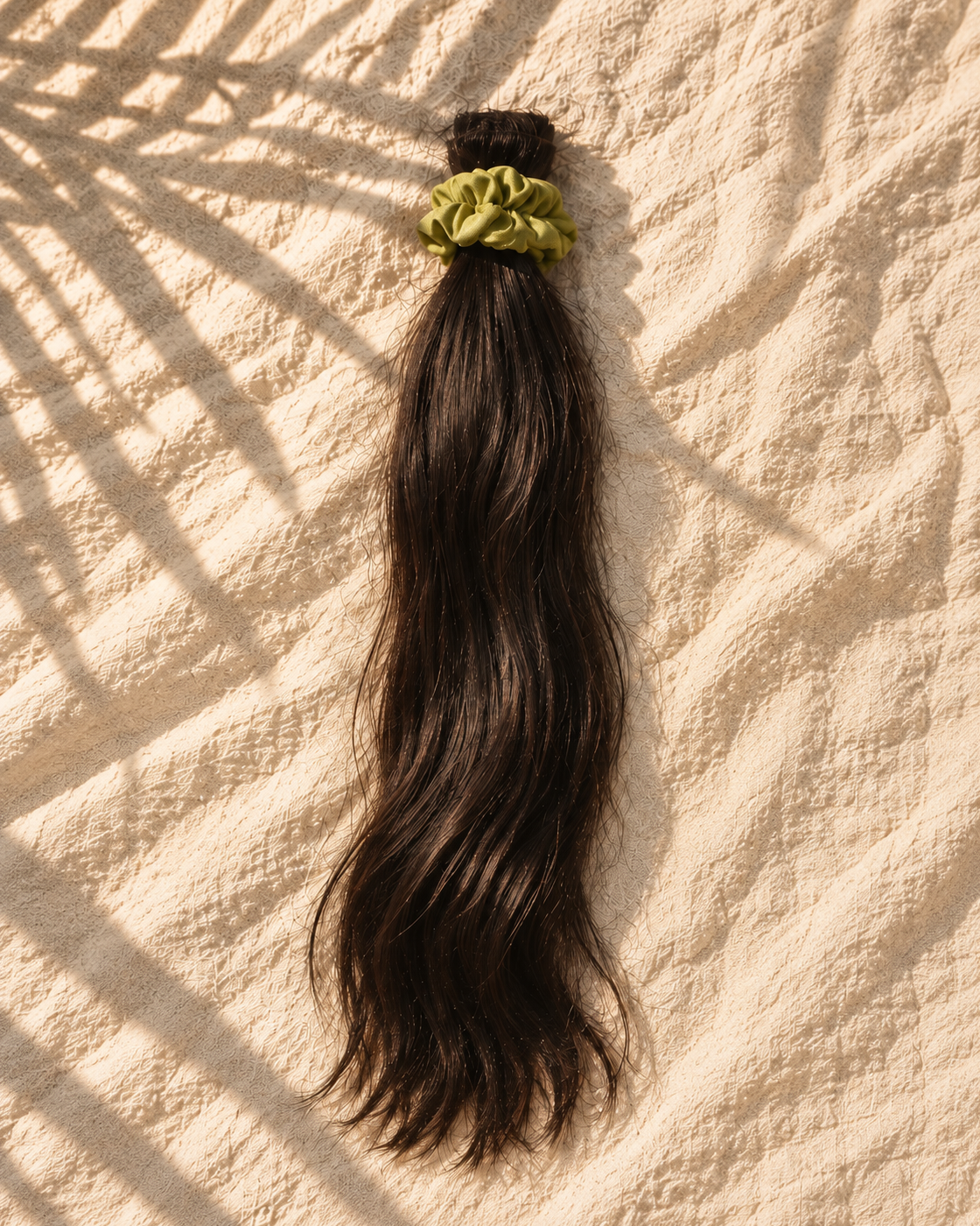 Straight hair bundle on natural linen